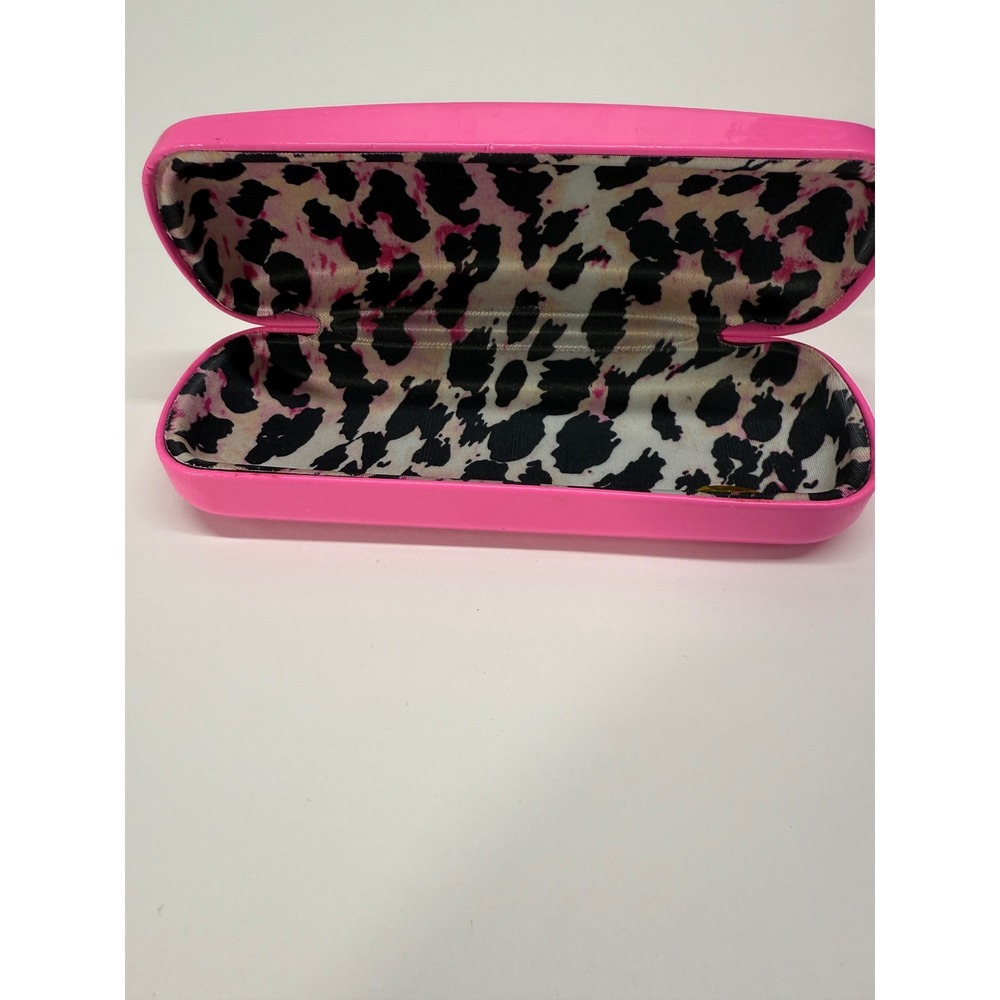 Betsey Johnson Girls Hot Pink Hardshell Eyeglass Case Leopard Print Lining - Picture 3 of 3